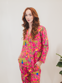 Fearless Peacock | Long Sleeve Pajama Gift set - Pink