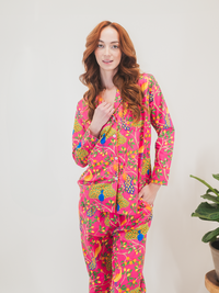 Fearless Peacock | Long Sleeve Pajama Gift set - Pink