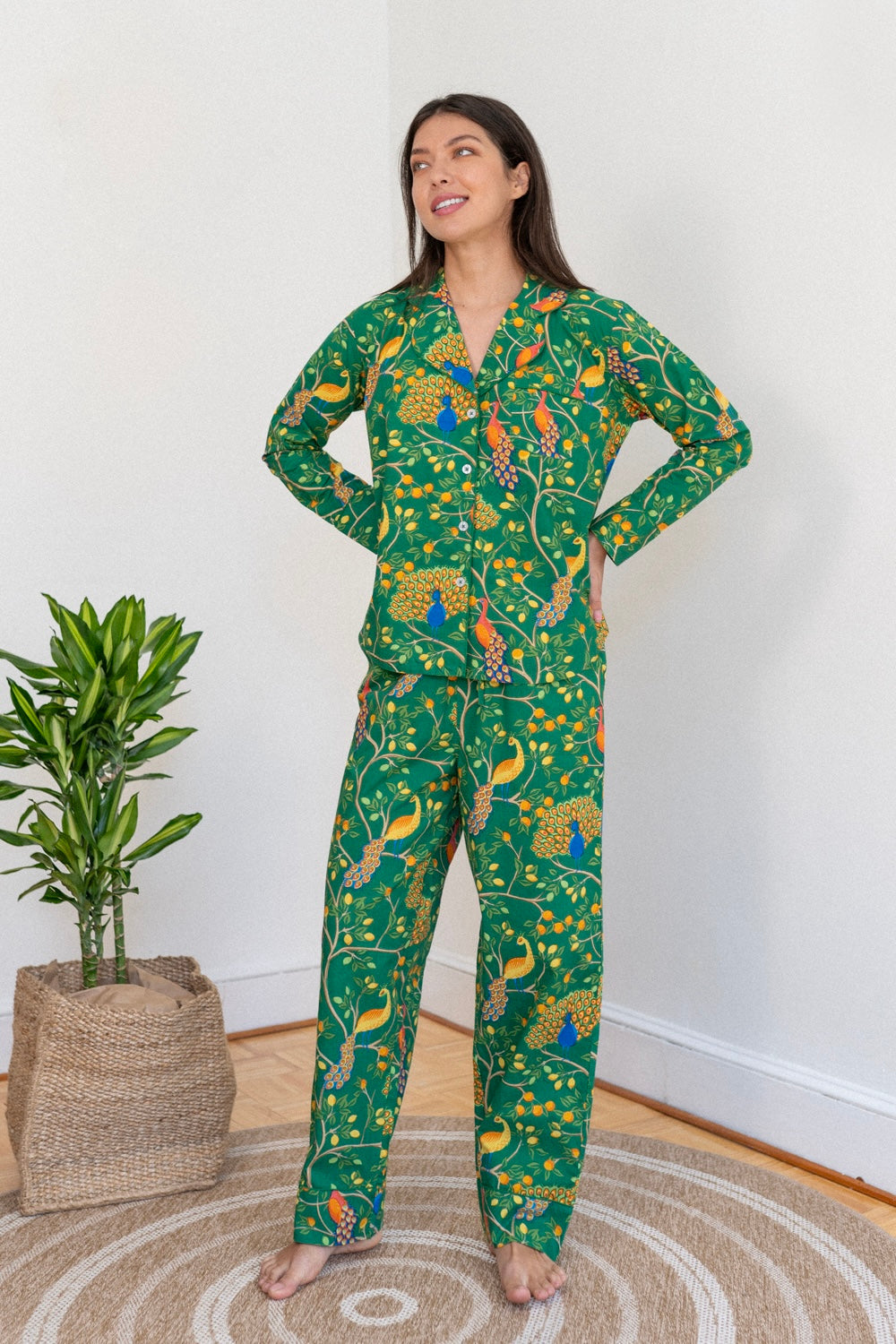 Fearless Peacock | Long Sleeve Pajama Gift set - Green