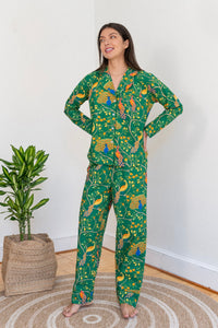 Fearless Peacock | Long Sleeve Pajama Gift set - Green