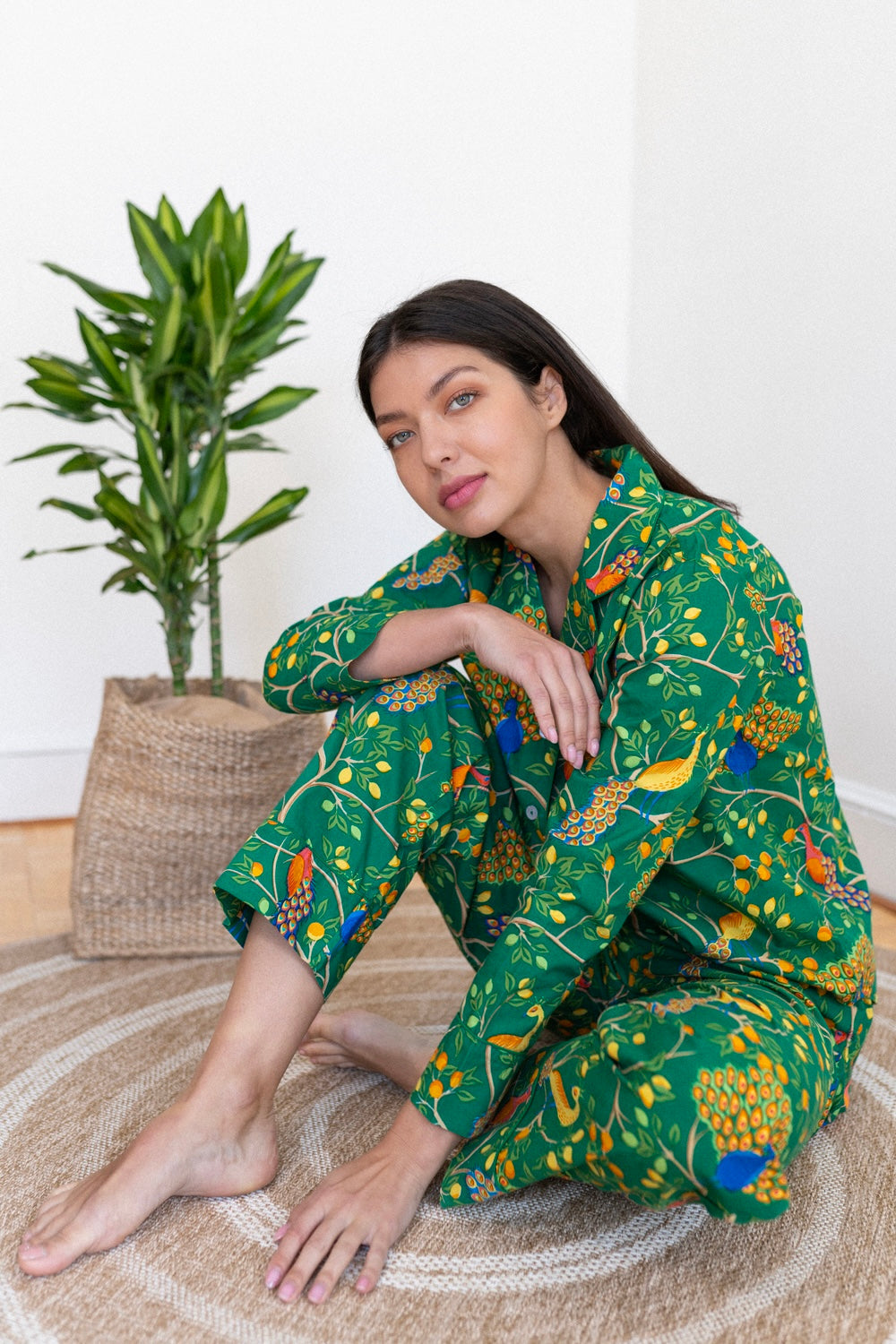 Fearless Peacock | Long Sleeve Pajama Gift set - Green