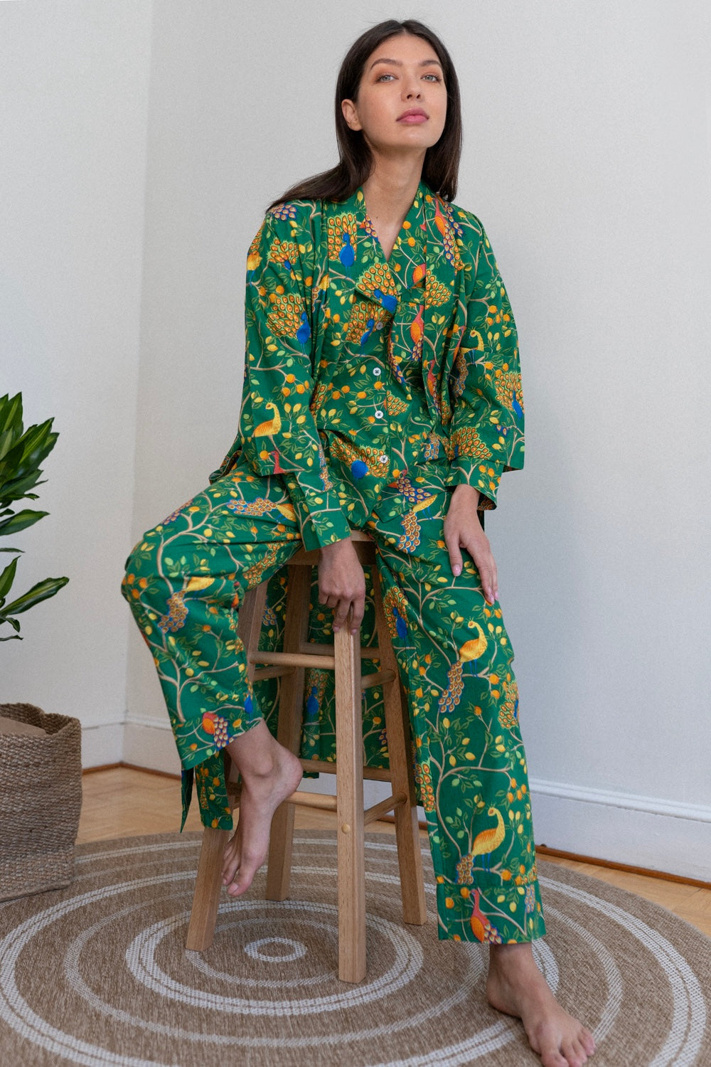 Fearless Peacock | Long Sleeve Pajama Gift set - Green