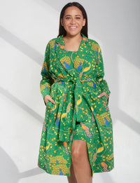 Fearless Peacock | Cami & Robe set - Green