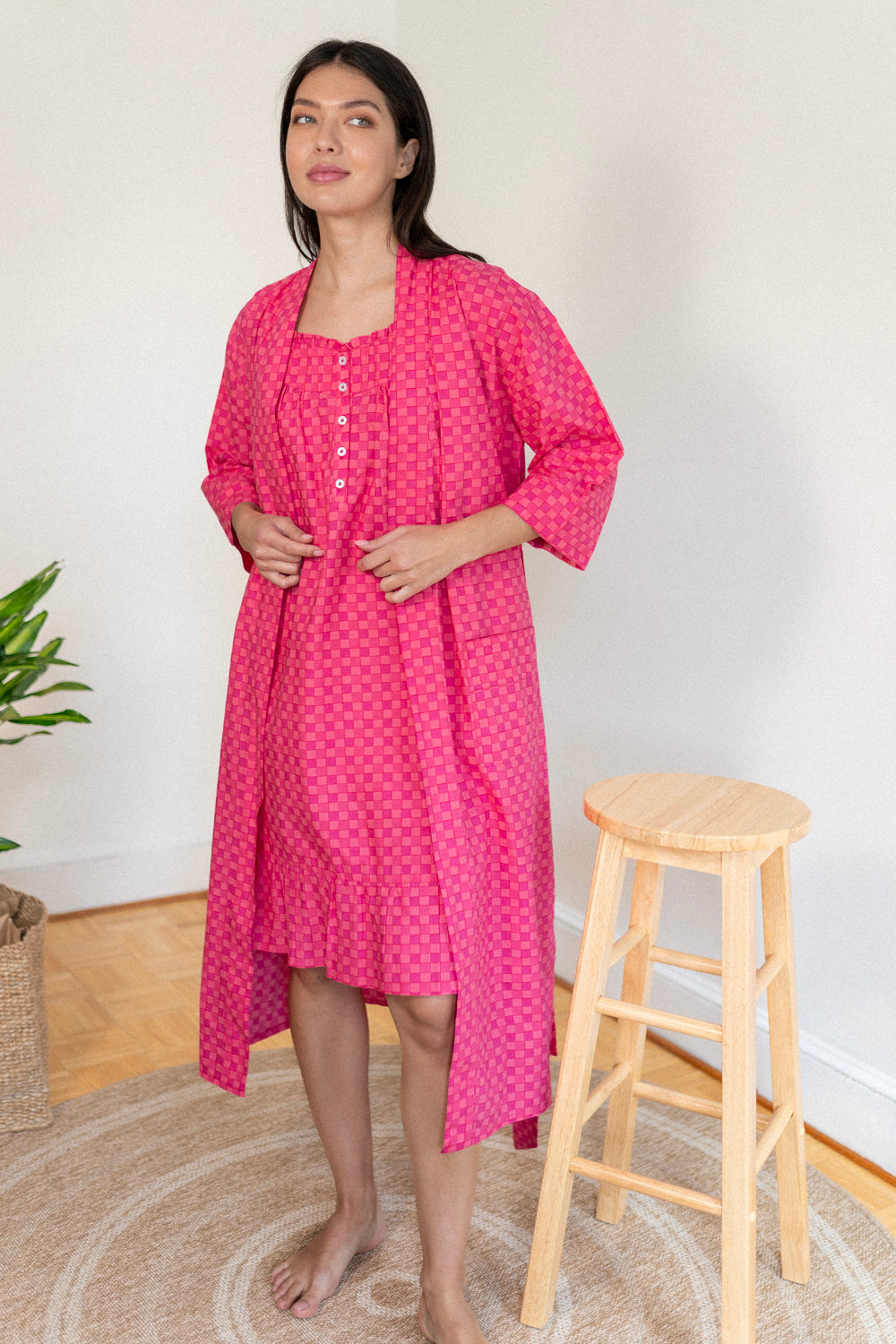 Chic Cotton Lounge Dress Bedtime Style | Denise Rae XXL Chic Cotton Lounge Dress Bedtime Style | Denise Rae XXL